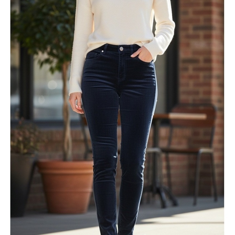 Loft Womens 25/0 Velvet Skinny Jeans Teal Blue Luxe Holiday Indie Sleaze 545282